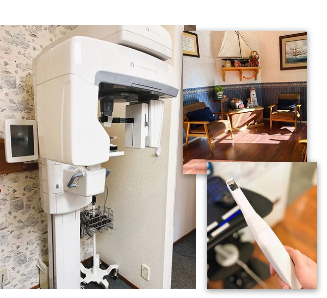 A collage of photos of the Parker White DDS Family Dentistry office